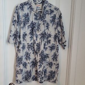 Reyn Spooner Blue and Grey Bamboo Print Shirt